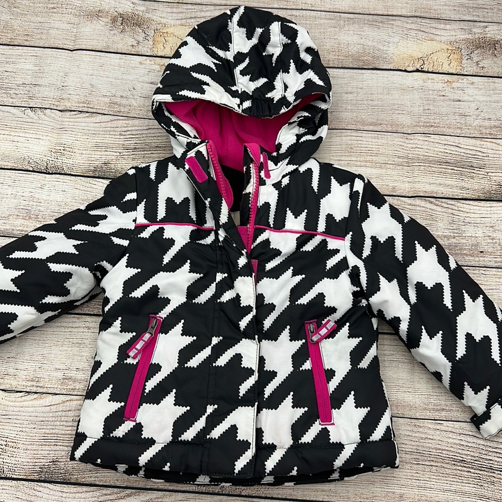 Cherokee Black and White Coat with Pink Fleece and inner Pink Fleece lin…